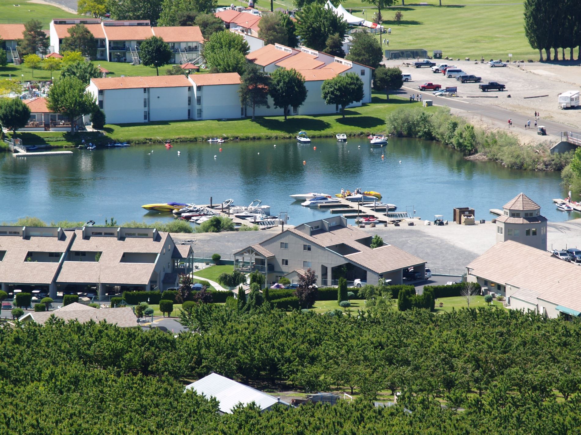 Homes and boat docks by the water